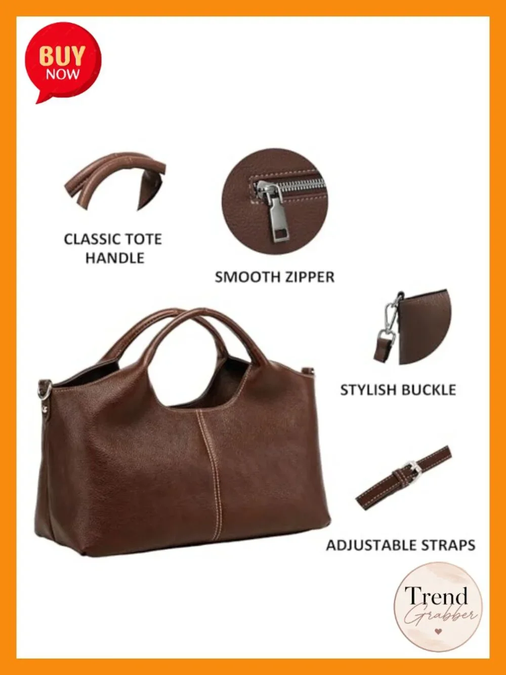 Medium Vegan Leather Satchel Crossbody Hobo Bag with Detachable Strap